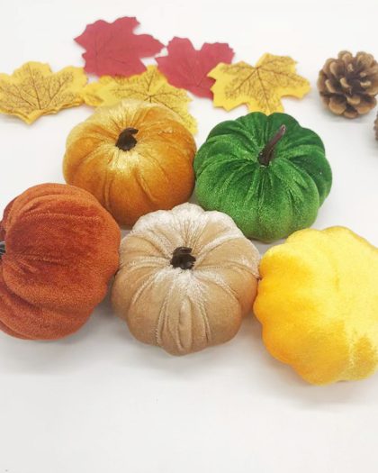 Set of 5 Random Flannel Pumpkin Decor Supplies